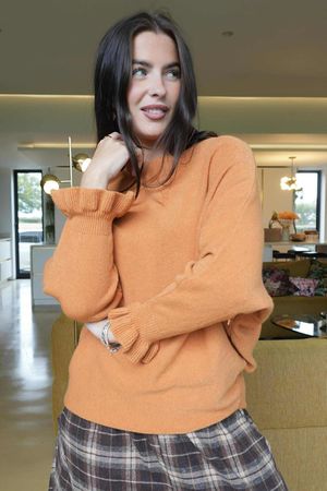 Conrad Batwing Ruffle Cuff Knit Soft Pumpkin